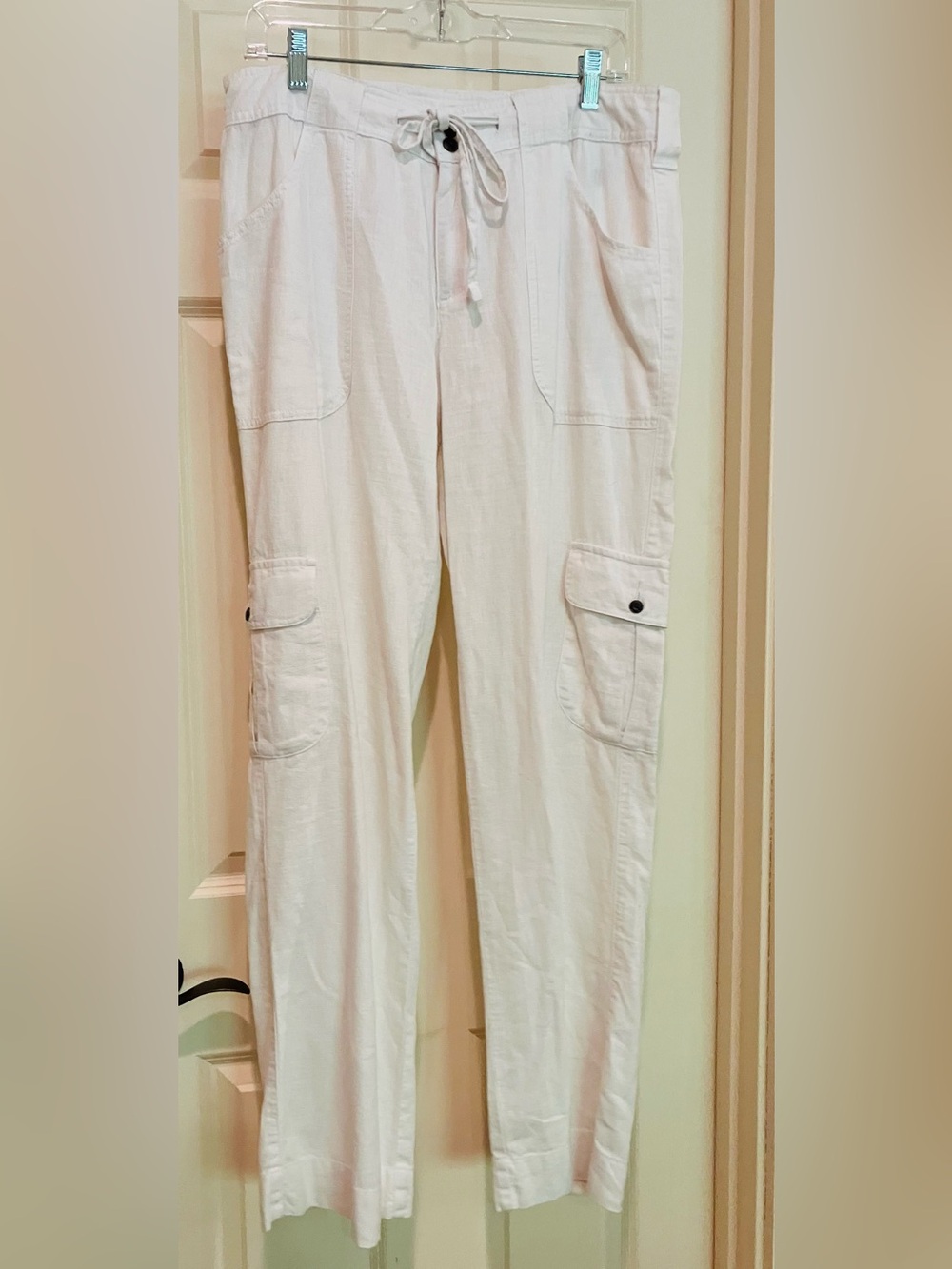 Cabela’s Women’s White Linen-Blend Cargo Pants Size 10